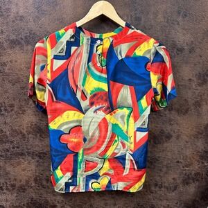 Alfred Dunner size 10 vintage colorful abstract holiday vacation top blouse